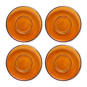 70s Glassware: Saucers Amber Brown (Set of 4)