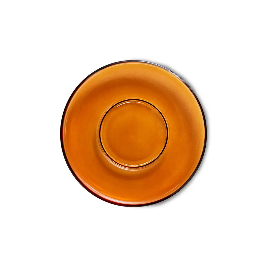 70s Glassware: Saucers Amber Brown (Set of 4)