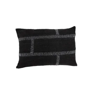 Cotton Cushion Cover Rustic Stitch | Black 40x60cm Zoco Home