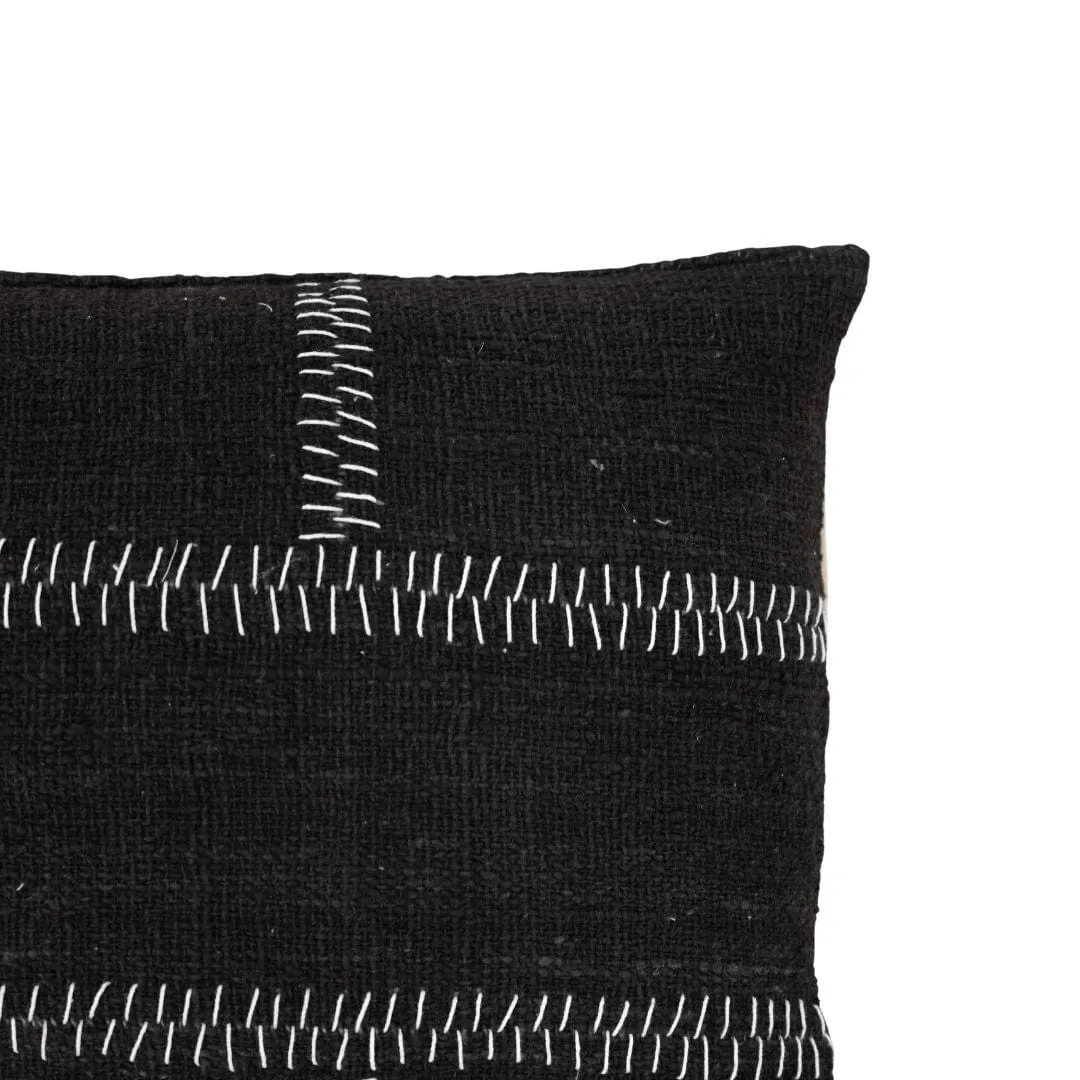 Cotton Cushion Cover Rustic Stitch | Black 40x60cm Zoco Home