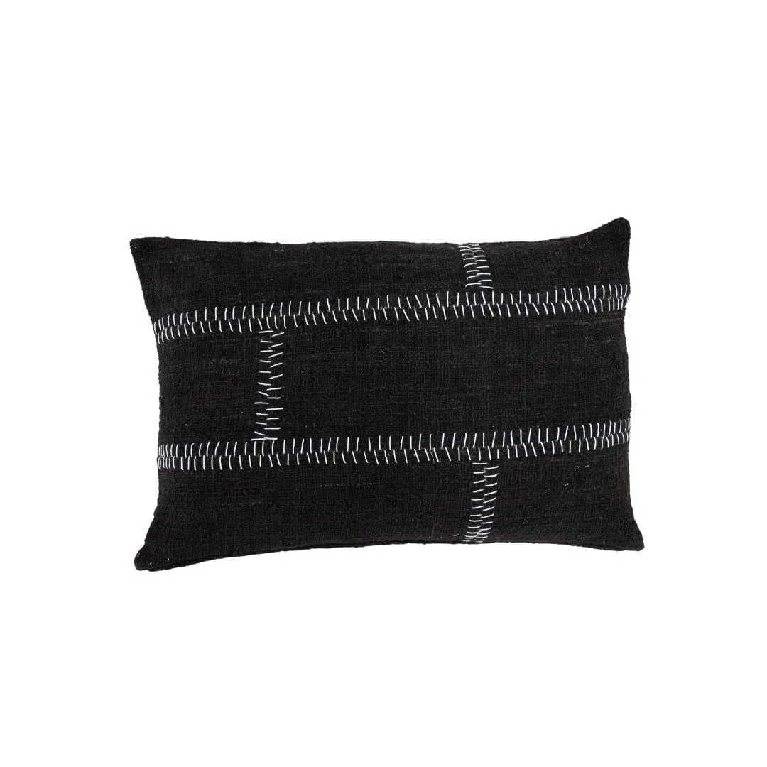 Cotton Cushion Cover Rustic Stitch | Black 40x60cm Zoco Home