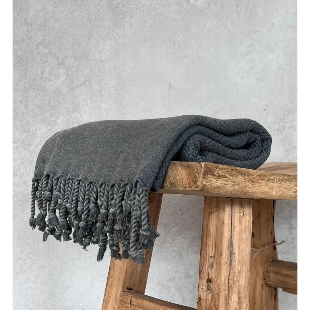 Fouta Stonewashed | Dark Grey 200x100cm Zoco Home