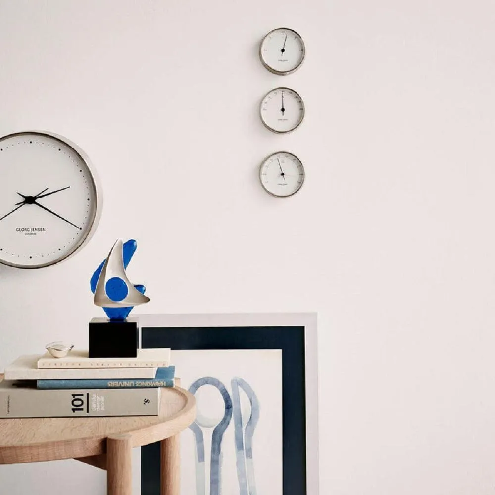 Georg Jensen Hk Wall Clock Stainless Steel/White, 10 Cm