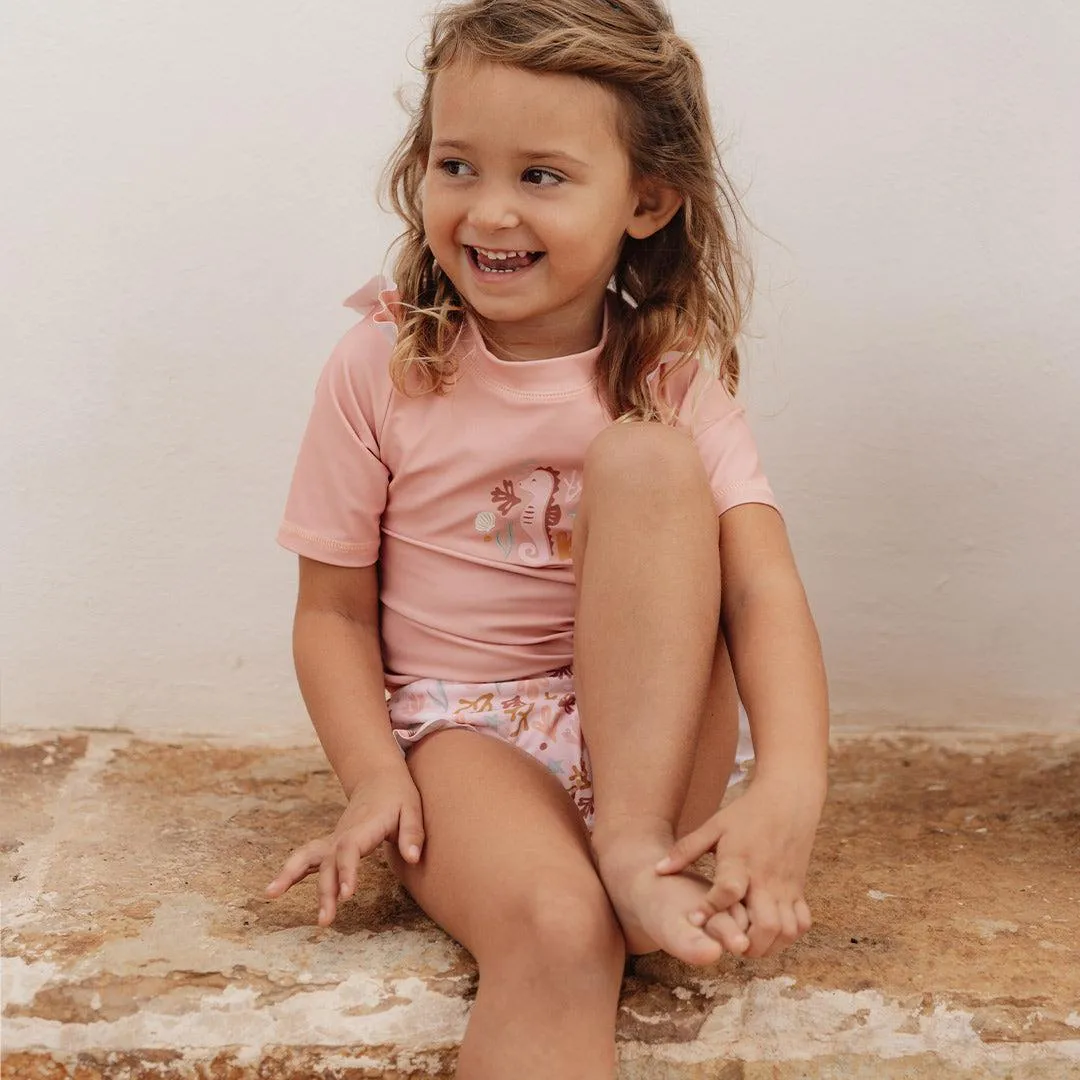 Little Dutch Short Sleeves Swim T-Shirt - Seahorse Pink