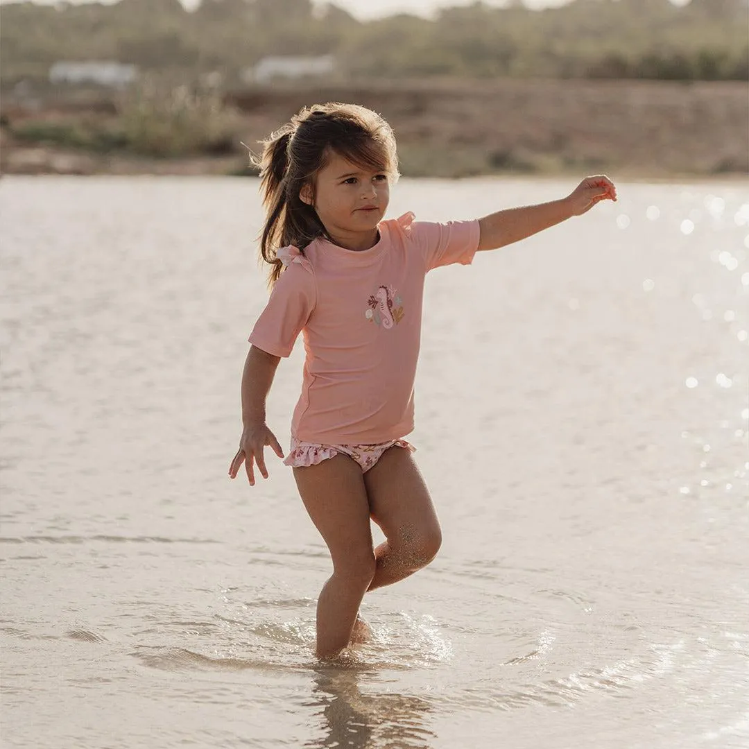 Little Dutch Short Sleeves Swim T-Shirt - Seahorse Pink