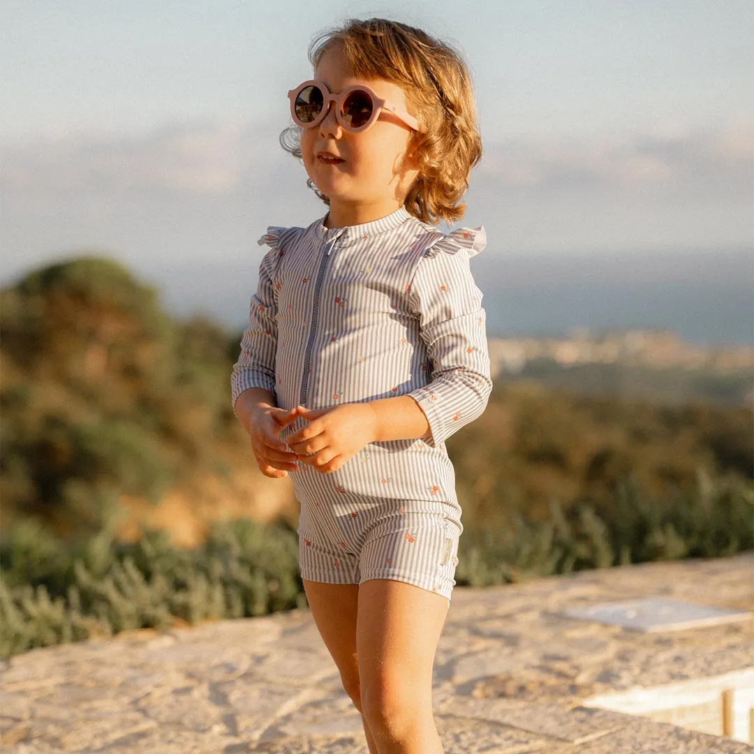Little Dutch Swimsuit Long Sleeves - Sunny Flowers Blue