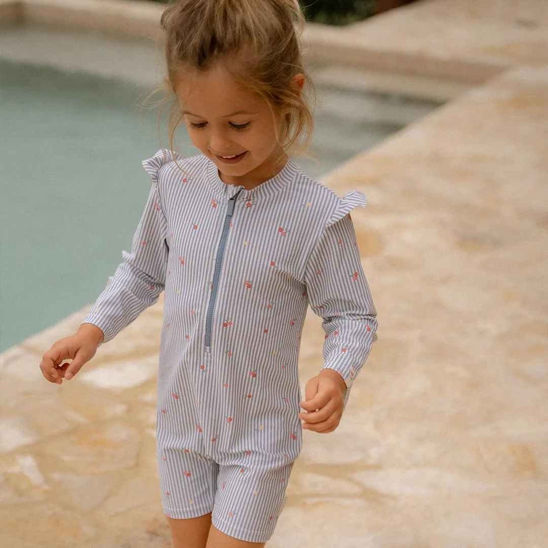 Little Dutch Swimsuit Long Sleeves - Sunny Flowers Blue