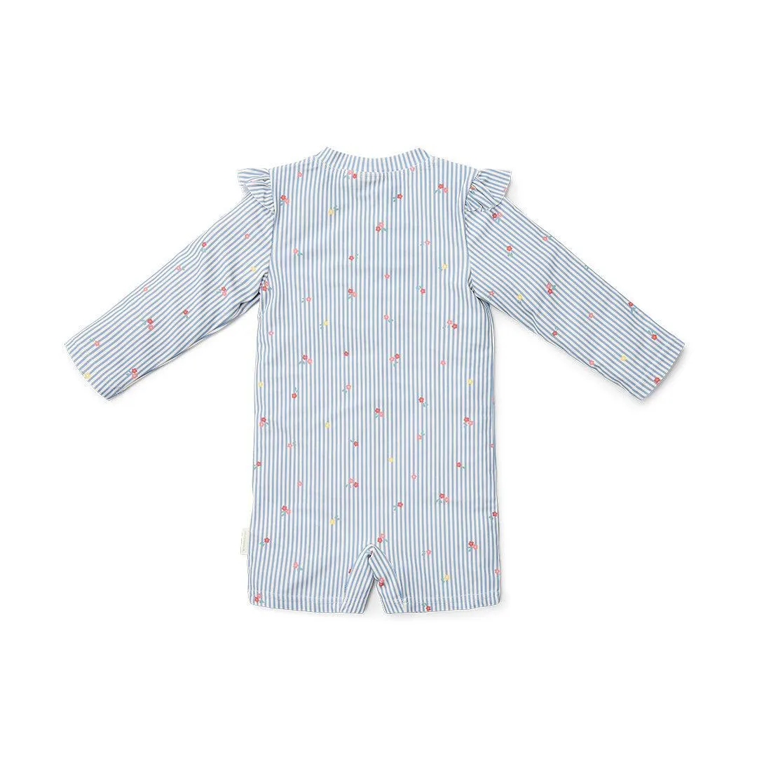 Little Dutch Swimsuit Long Sleeves - Sunny Flowers Blue