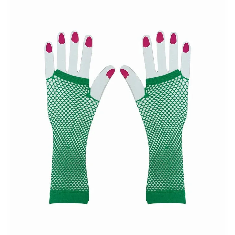 Party Fishnet Gloves, Green