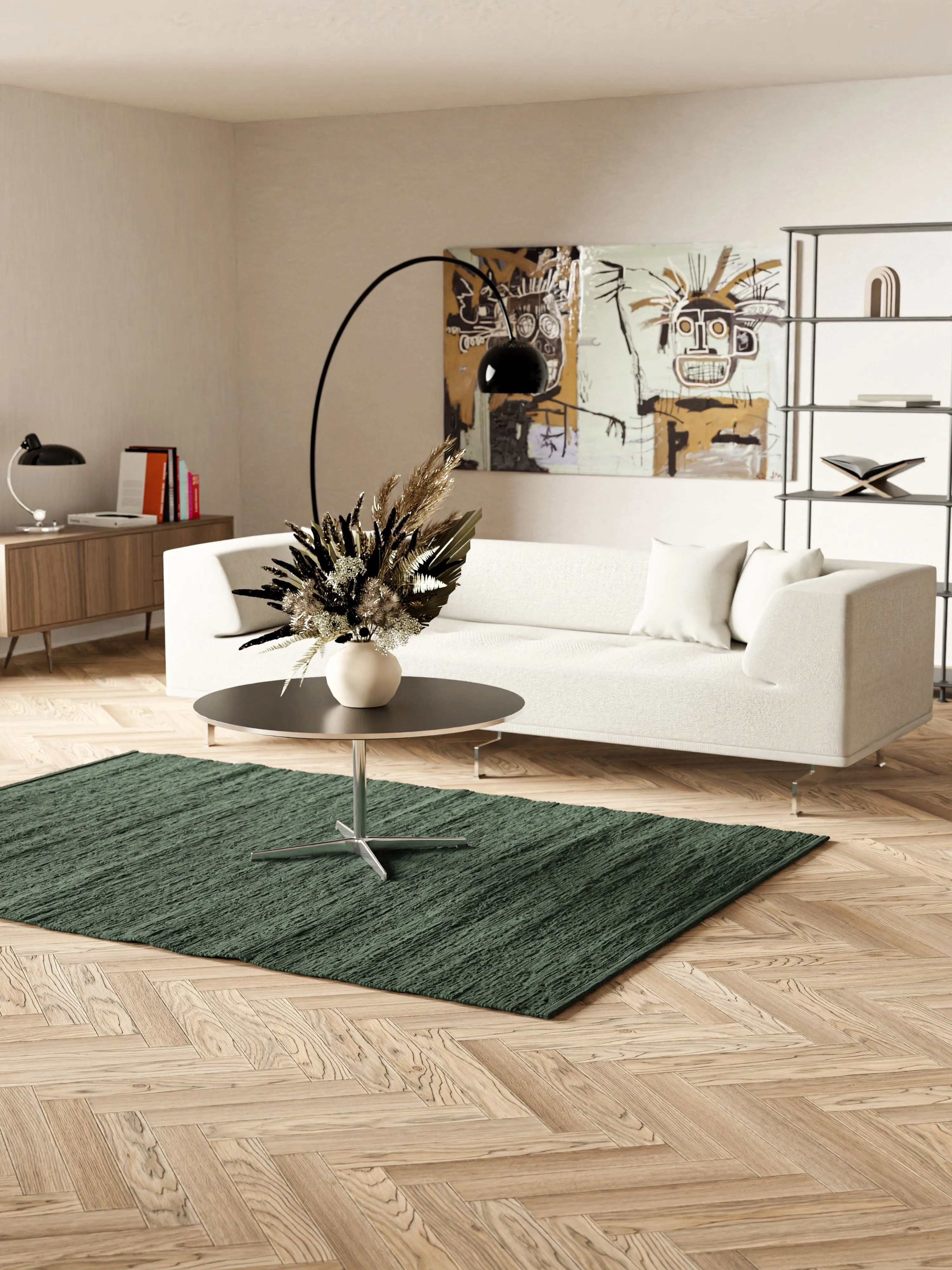 Rug Solid Cotton Rug 75 X 200 Cm, Moss