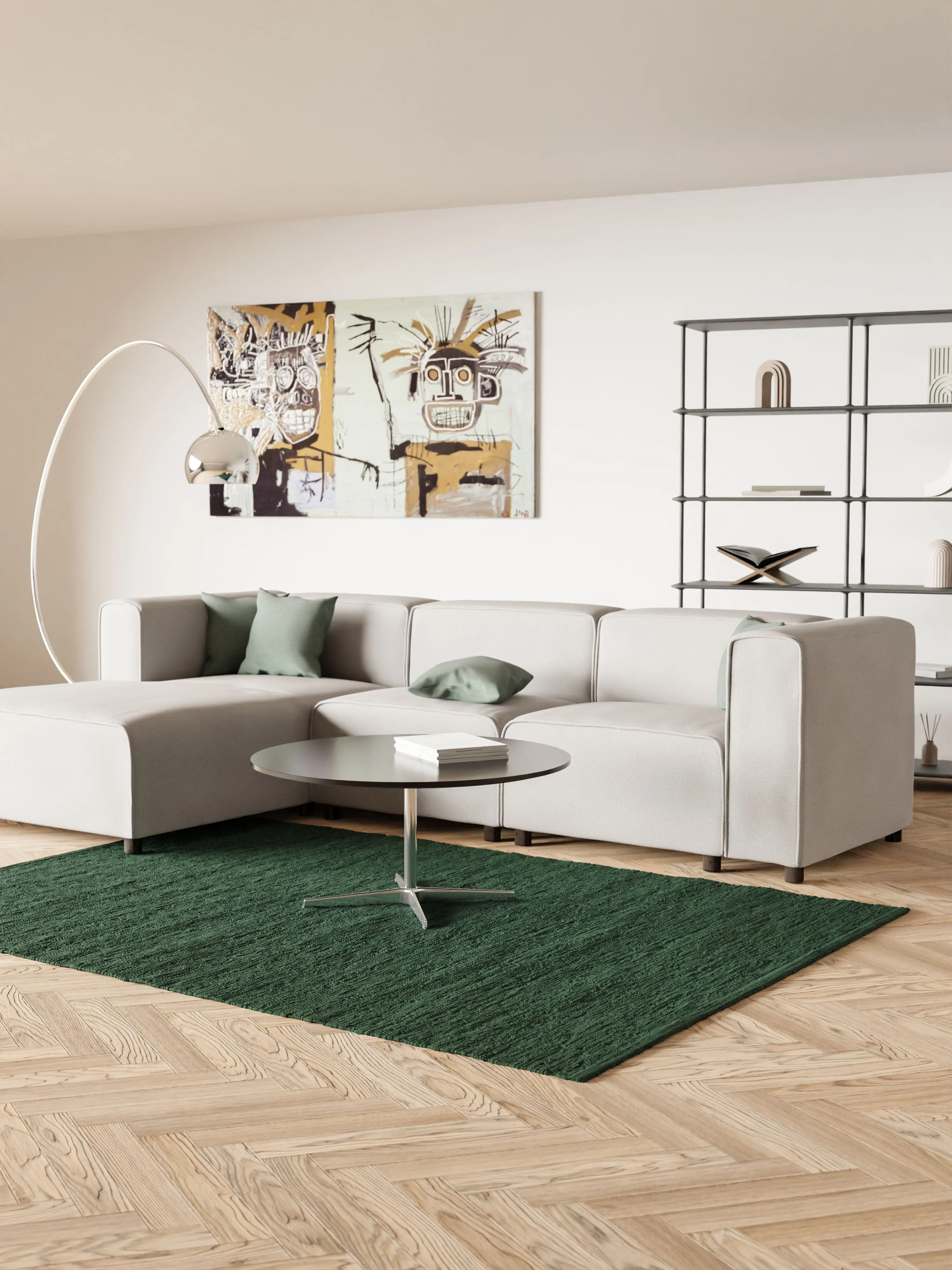 Rug Solid Cotton Rug 75 X 200 Cm, Moss