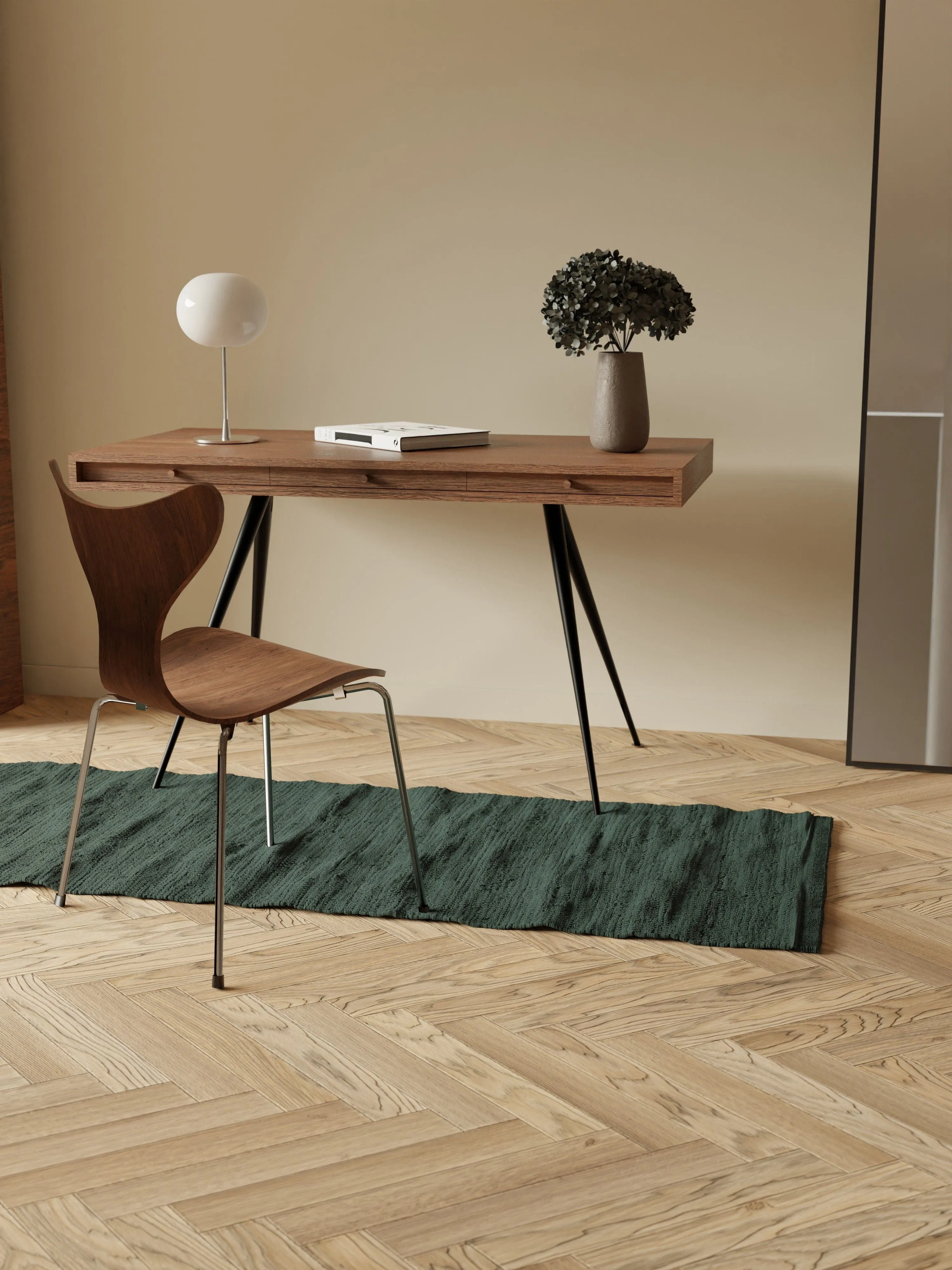 Rug Solid Cotton Rug 75 X 200 Cm, Moss