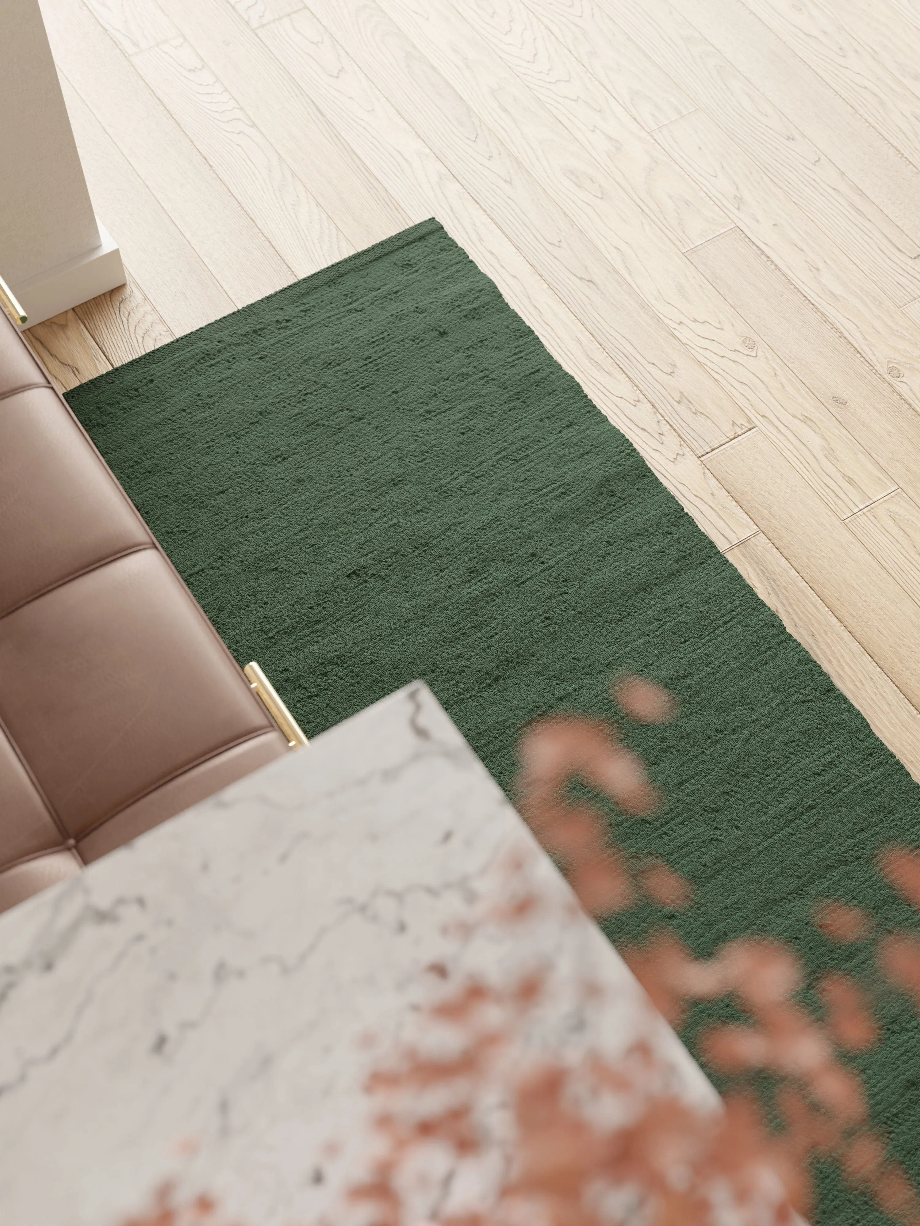 Rug Solid Cotton Rug 75 X 200 Cm, Moss