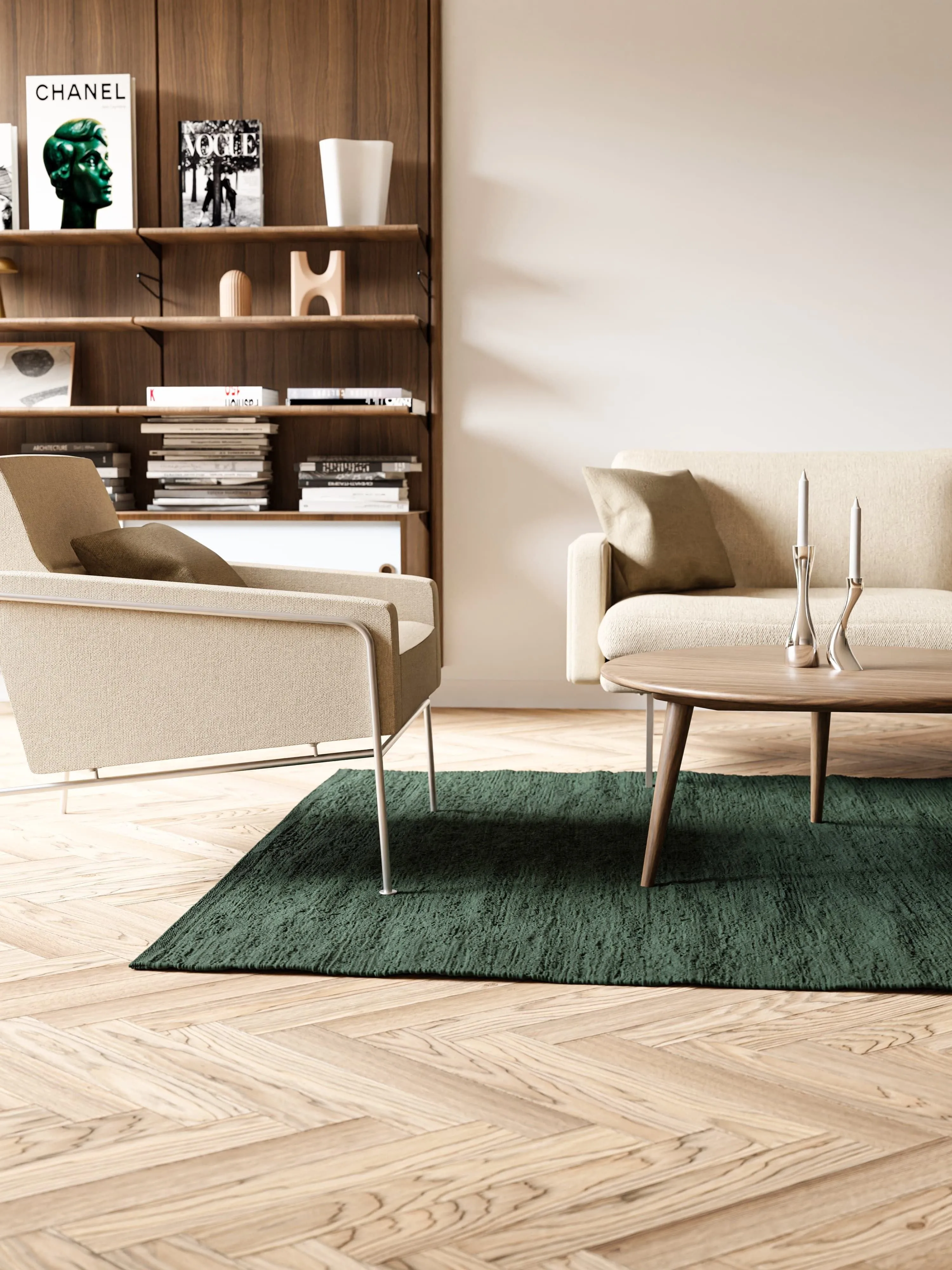 Rug Solid Cotton Rug 75 X 200 Cm, Moss