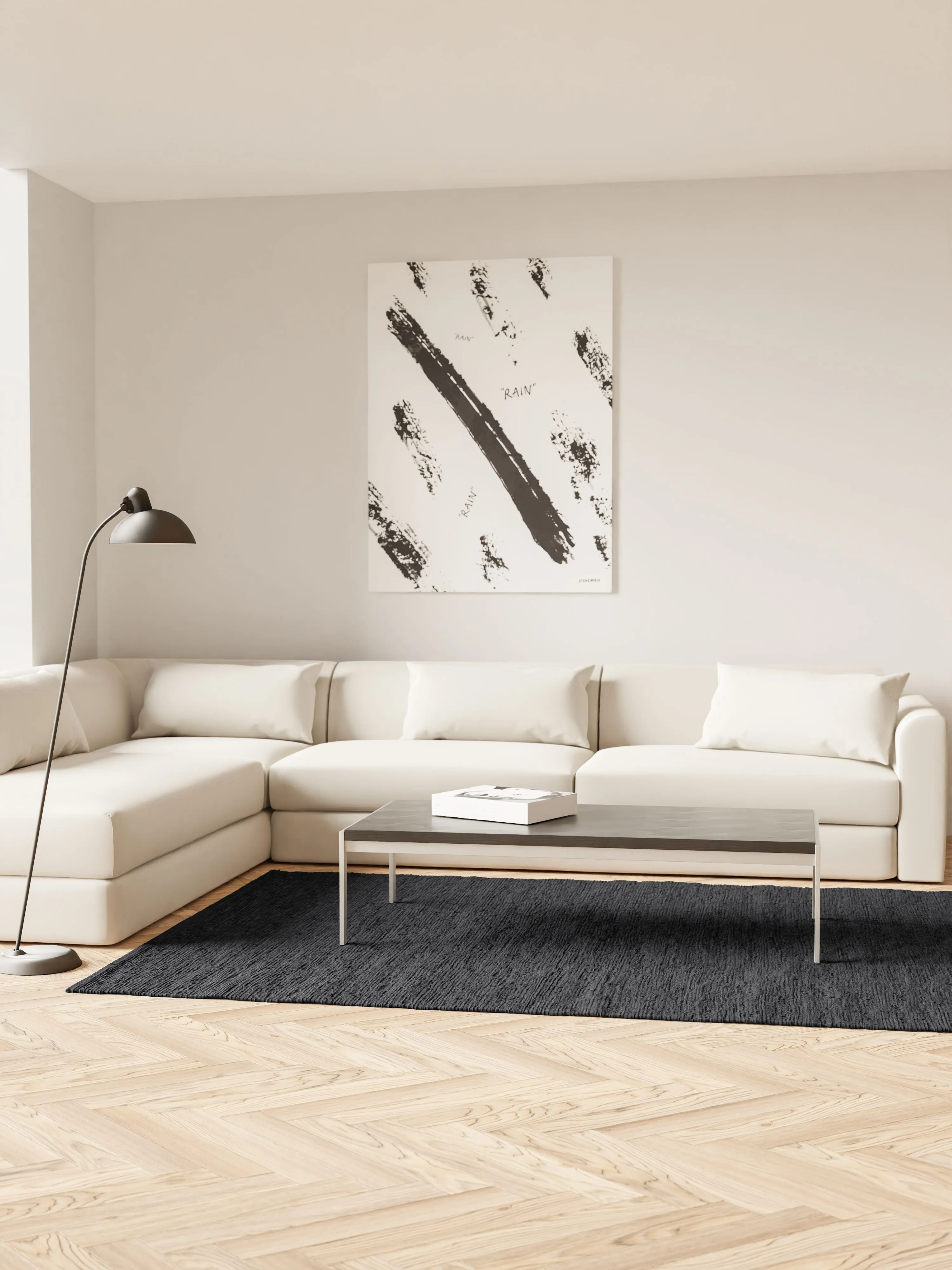 Rug Solid Cotton Rug 75 X 300 Cm, Charcoal