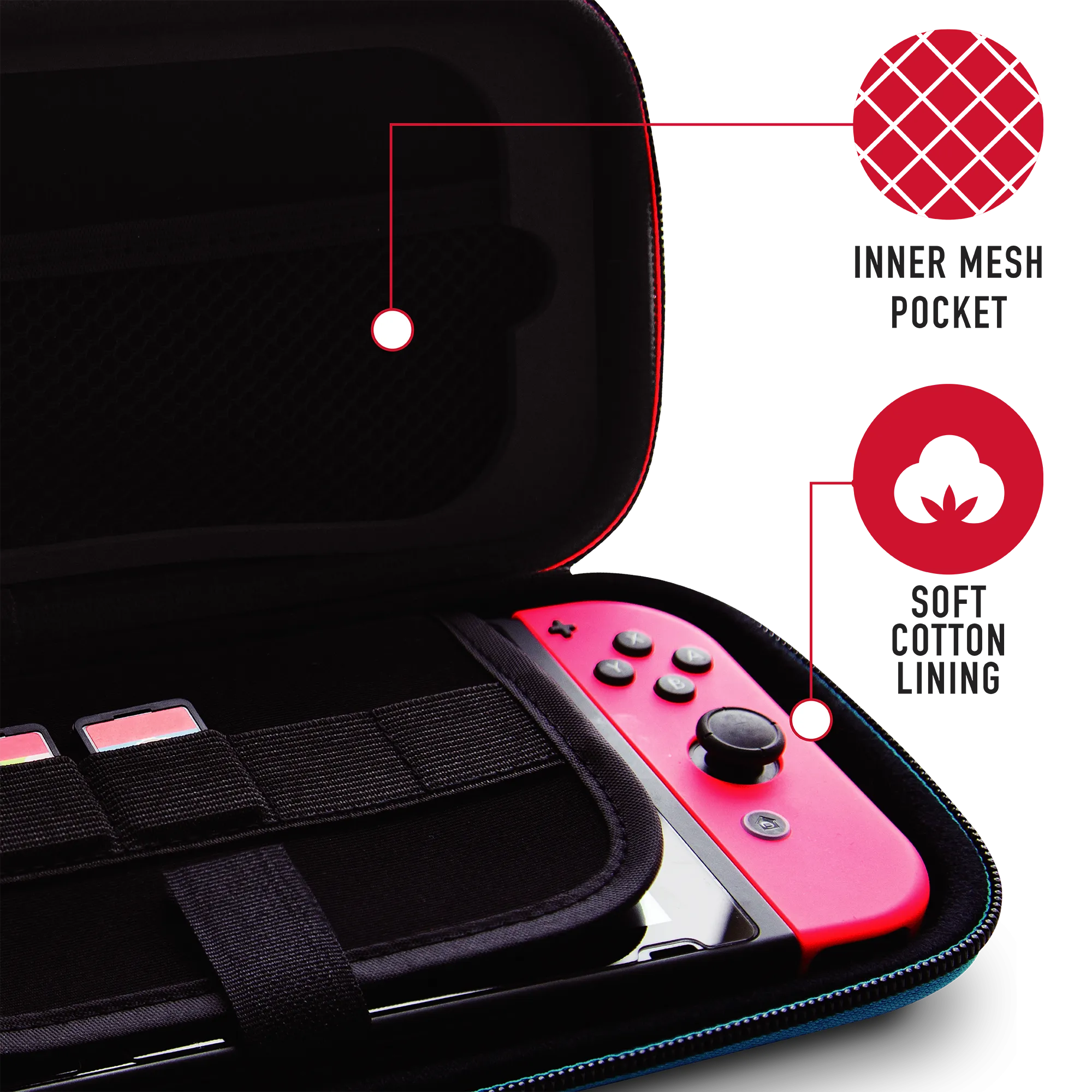 Stealth Premium Travel Kit for Nintendo Switch, Switch Lite & OLED - Gaming Headset, Braided Cable & Travel Case - Neon Red and Blue