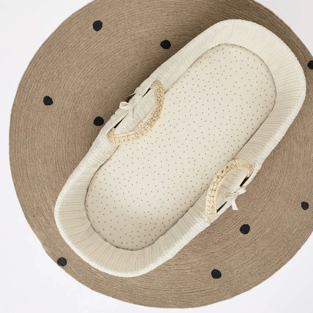 The Little Green Sheep Organic Moses Basket Fitted Sheet - Linen Rice